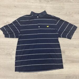 Augusta National Golf Shop Masters Polo Shirt Mens Large Blue Striped Mercerized
